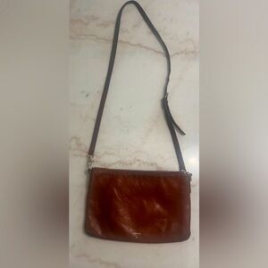 Fossil Soft Tan Leather Toaster Adjustable Strap Crossbody Bag Handbag Purse